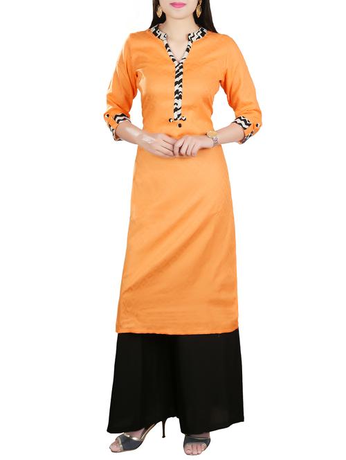 orange satin kurta palazzo set - 14527473 - Standard Image - 1