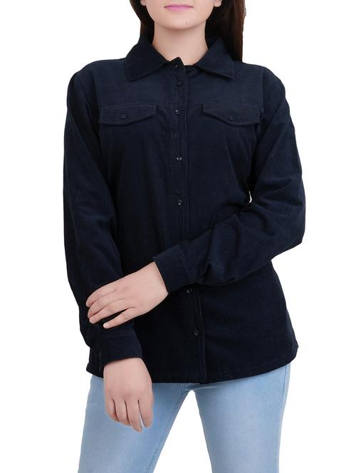 navy blue cotton corduroy shirt - 14527841 - Standard Image - 1