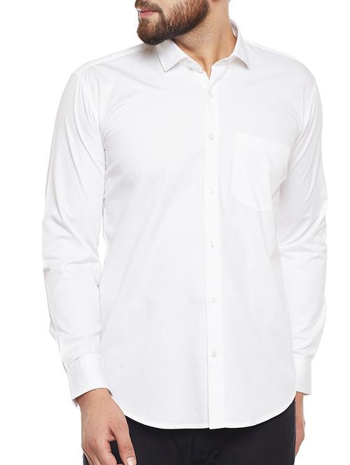 white cotton blend casual shirt - 14527876 - Standard Image - 1