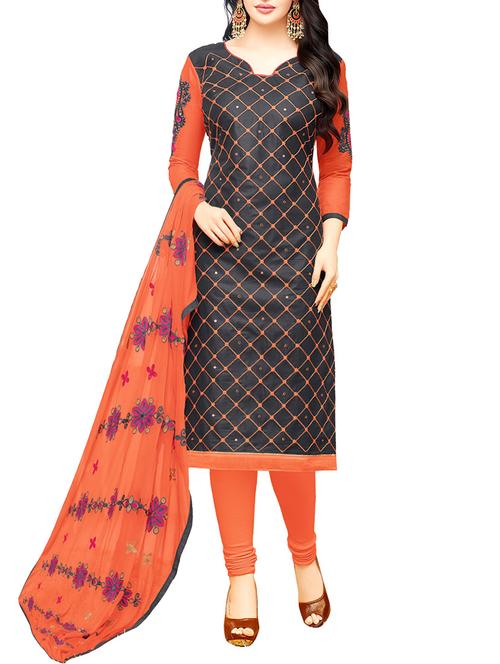 grey churidaar suits dress material - 14527889 - Very Small Image - 1