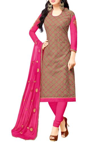 brown churidaar suits dress material - 14527896 - Very Small Image - 1