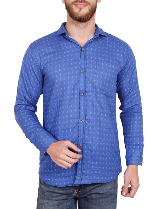 blue cotton casual shirt - 14528081 - Very Small Image - 1