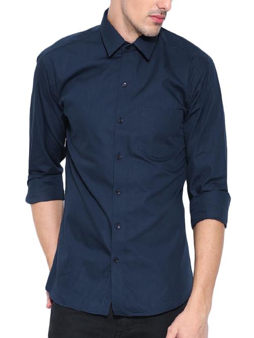 navy blue cotton casual shirt - 14528095 - Very Small Image - 1