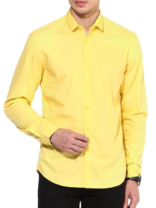 yellow cotton casual shirt - 14528096 - Very Small Image - 1