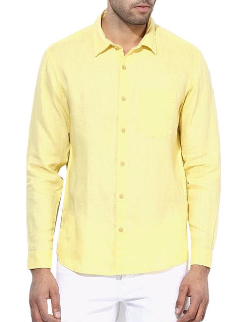 yellow cotton casual shirt - 14528097 - Very Small Image - 1