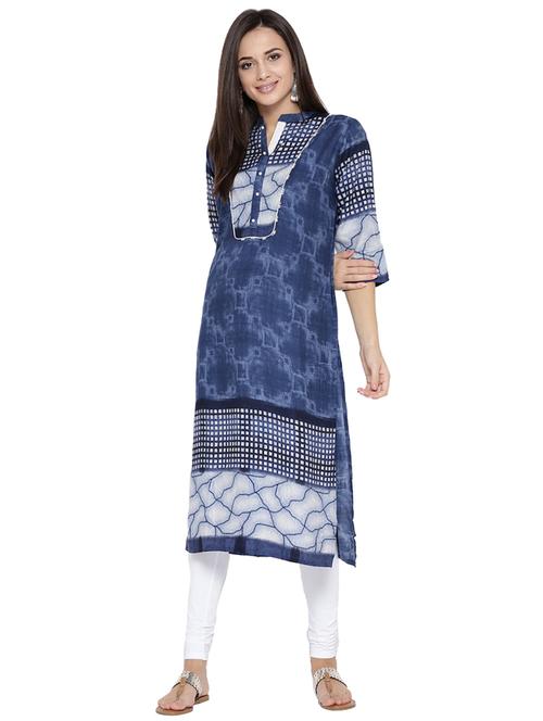 blue rayon straight kurta - 14528296 - Very Small Image - 1