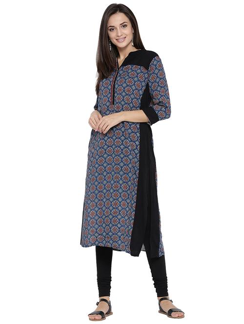 blue rayon straight kurta - 14528307 - Very Small Image - 1