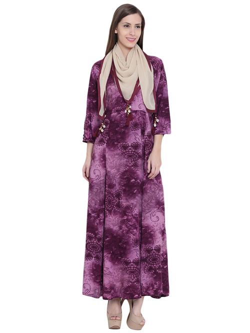 purple rayon fusion kurta - 14528319 - Very Small Image - 1