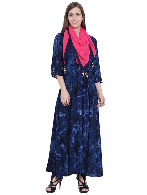 blue rayon fusion kurta - 14528326 - Very Small Image - 1