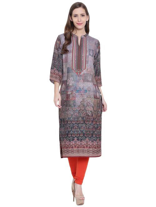 grey wool woolen kurta - 14528385 - Very Small Image - 1