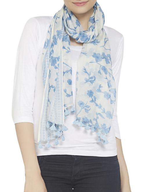 white printed cotton stole - 14528412 - Standard Image - 1