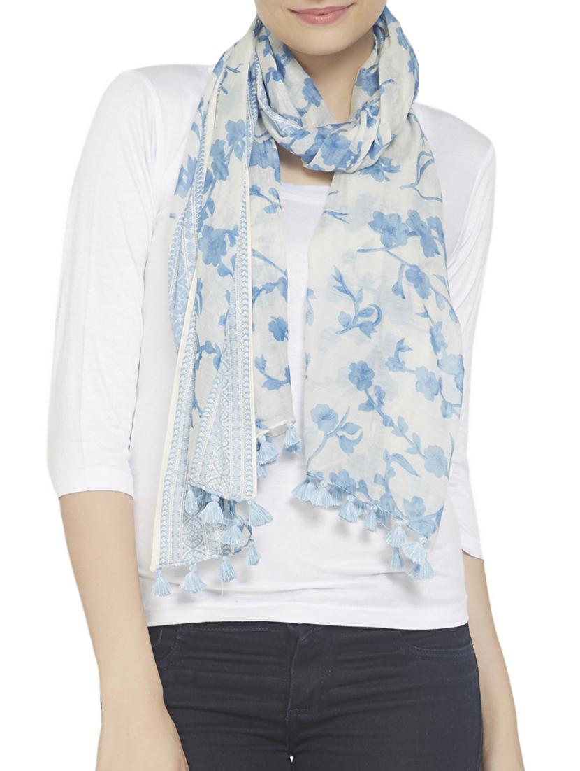 white printed cotton stole - 14528412 - Zoom Image - 1