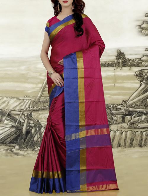pink tussar silk bordered saree with blouse - 14528424 - Very Small Image - 1