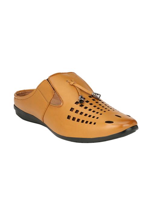 tan leatherette slip on sandals - 14528664 - Very Small Image - 1