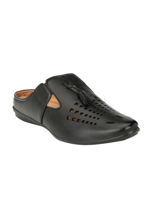 black leatherette slip on sandals - 14528665 - Very Small Image - 1