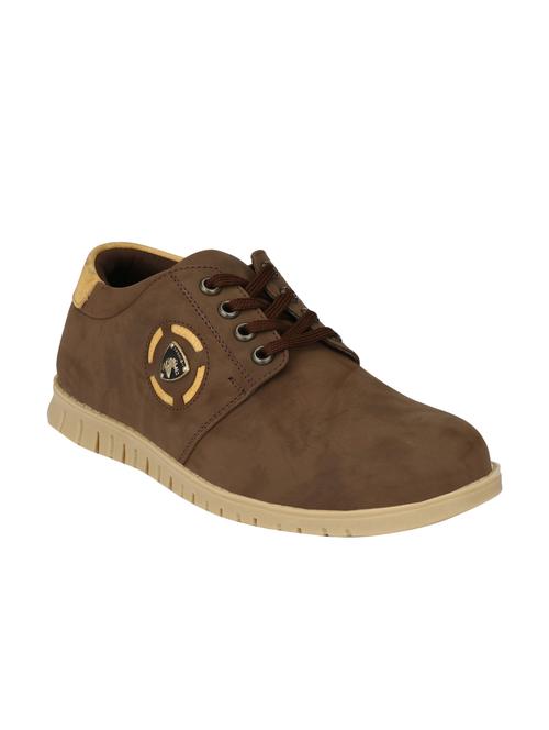 brown leatherette lace up shoe - 14528691 - Standard Image - 1