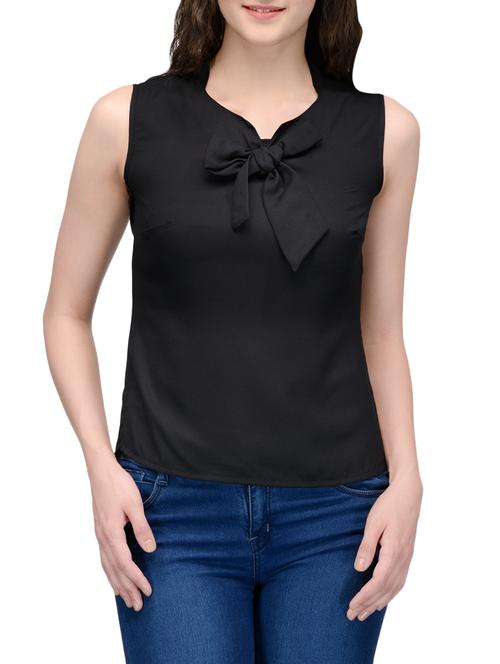 black poly crepe top - 14528716 - Very Small Image - 1