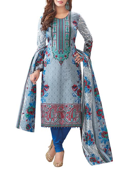 blue churidaar suit dress material - 14528807 - Very Small Image - 1