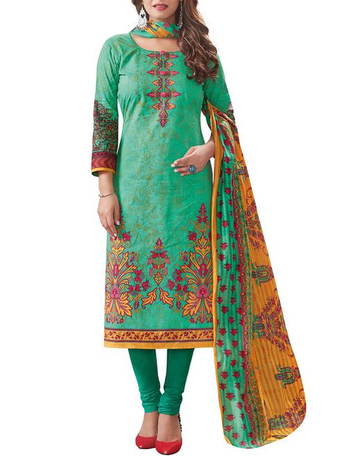 green churidaar suit dress material - 14528808 - Very Small Image - 1