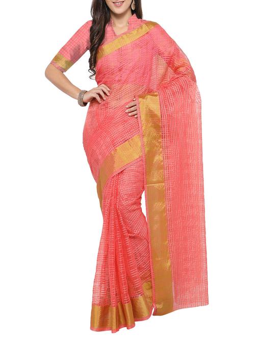 peach woven saree with blouse - 14528819 - Very Small Image - 1