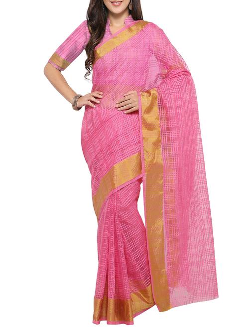 pink woven saree - 14528820 - Very Small Image - 1