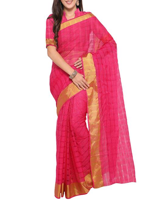 red woven saree with blouse - 14528821 - Very Small Image - 1