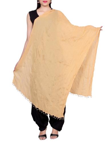 beige cotton crinkled dupatta - 14528835 - Very Small Image - 1