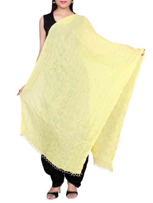 yellow cotton crinkled dupatta - 14528839 - Standard Image - 1