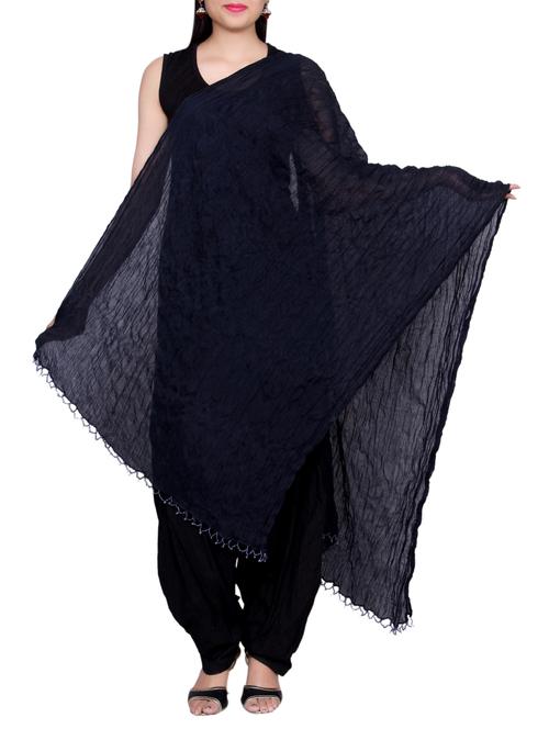 blue cotton crinkled dupatta - 14528841 - Very Small Image - 1