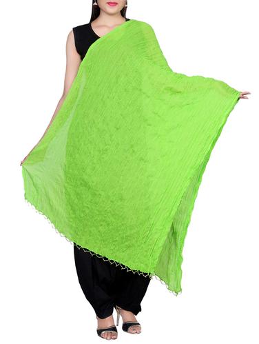 green cotton crinkled dupatta - 14528843 - Very Small Image - 1