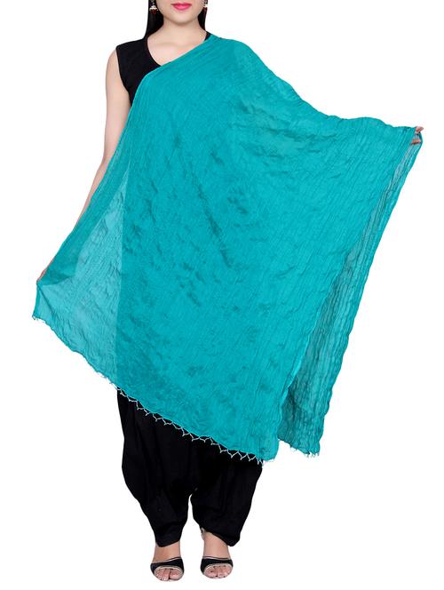 turquoise cotton crinkled dupatta - 14528846 - Standard Image - 1
