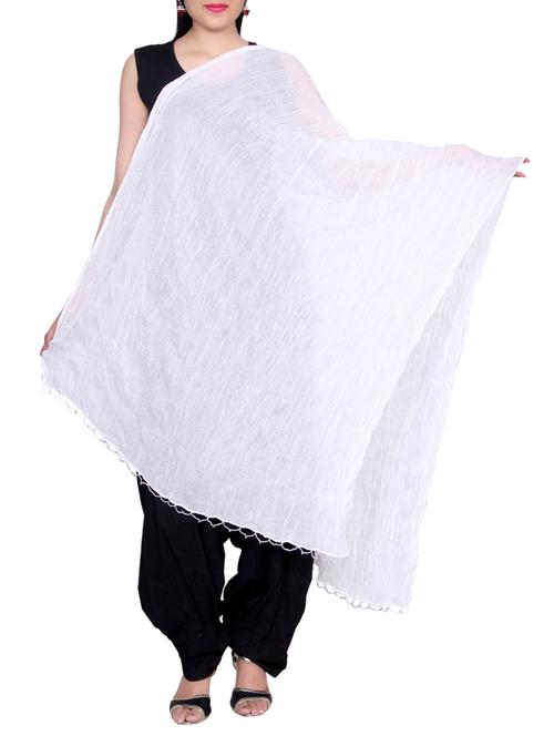 white cotton crinkled dupatta - 14528850 - Very Small Image - 1