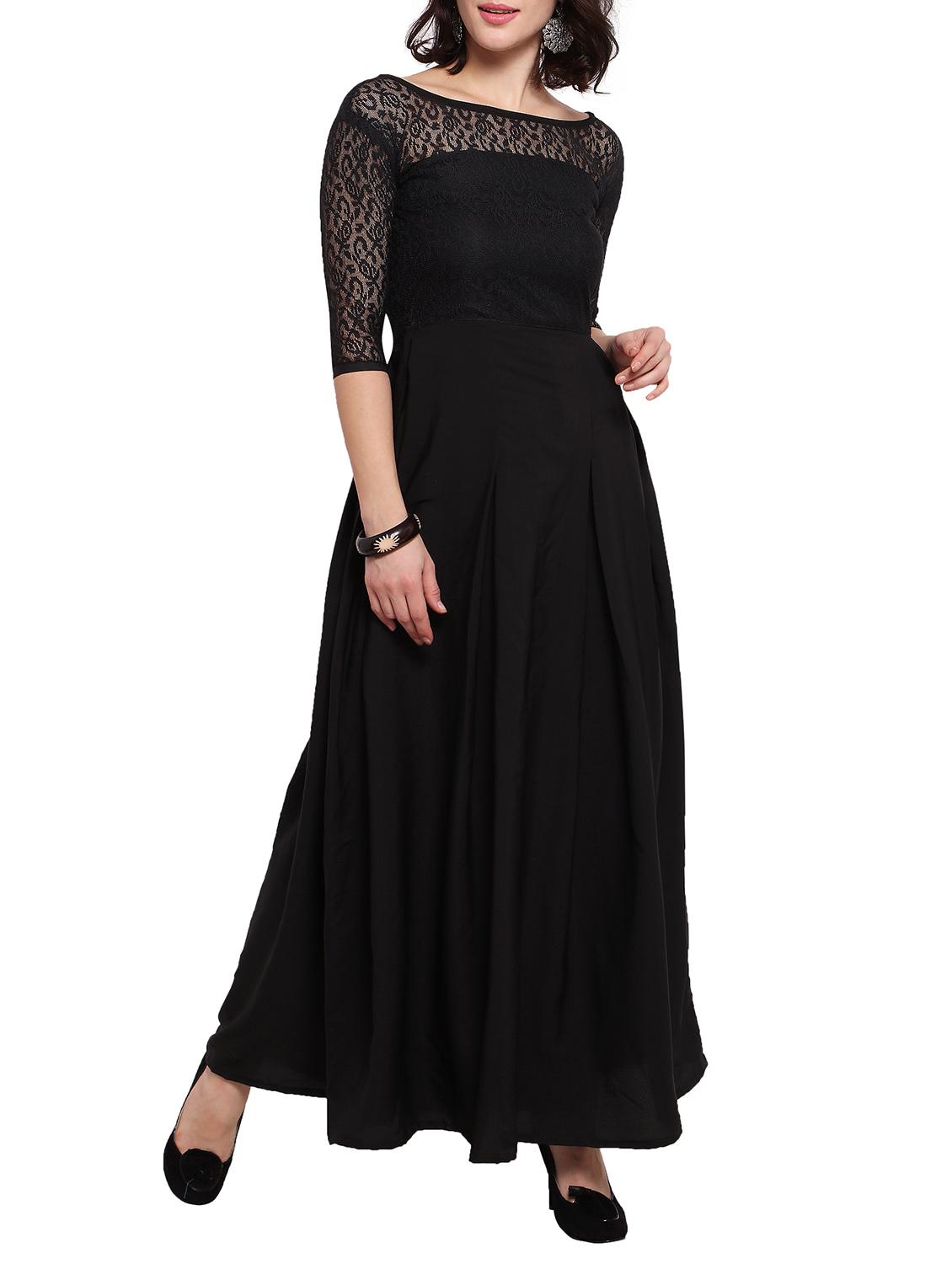 floral lace panel pleated maxi dress - 14528880 - Zoom Image - 1