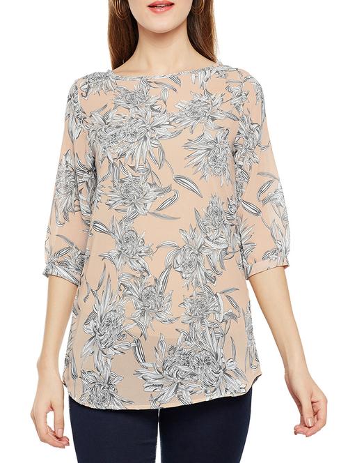 Curved hem floral top - 14528892 - Standard Image - 1