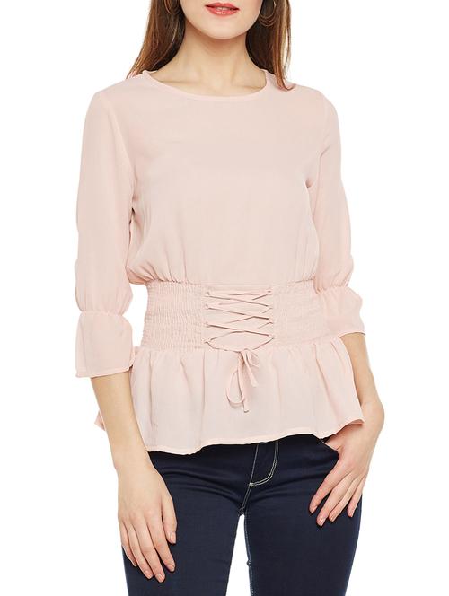 pink crepe blouson top - 14528894 - Very Small Image - 1