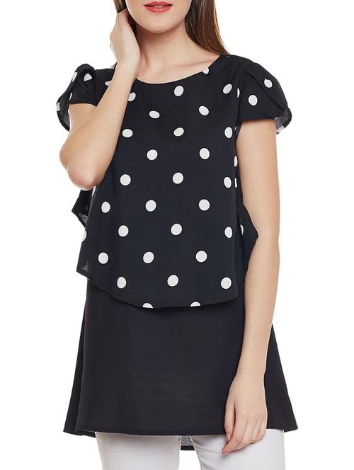 black printed crepe tunic - 14528896 - Standard Image - 1