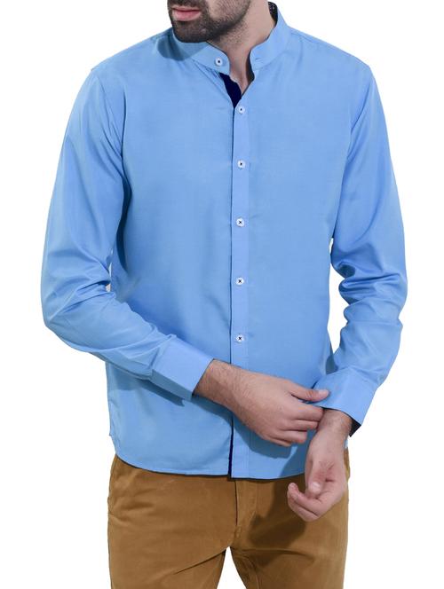 blue cotton casual shirt - 14528983 - Very Small Image - 1