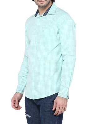 aqua blue cotton casual shirt - 14528999 - Standard Image - 2
