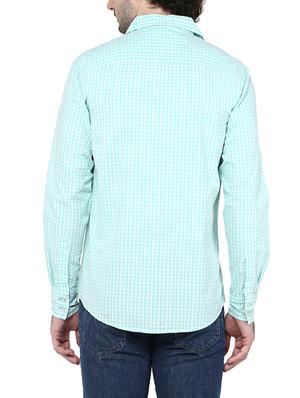 aqua blue cotton casual shirt - 14528999 - Standard Image - 3