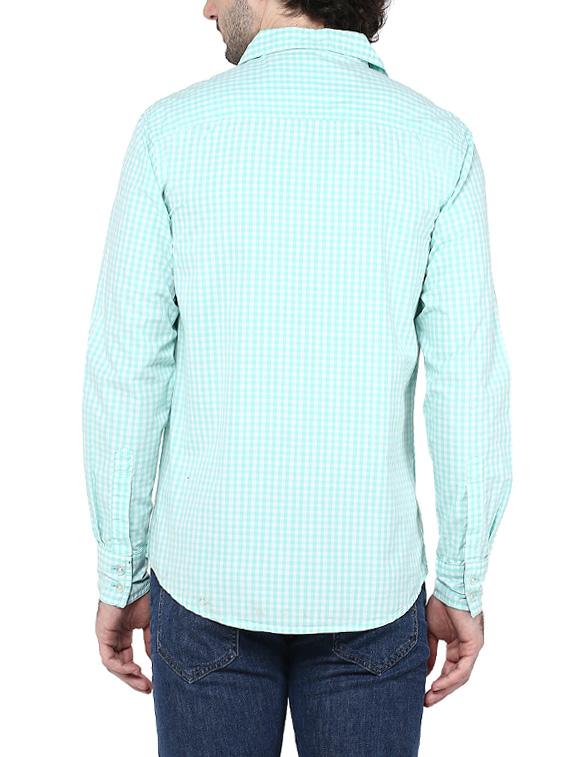 aqua blue cotton casual shirt - 14528999 - Zoom Image - 3