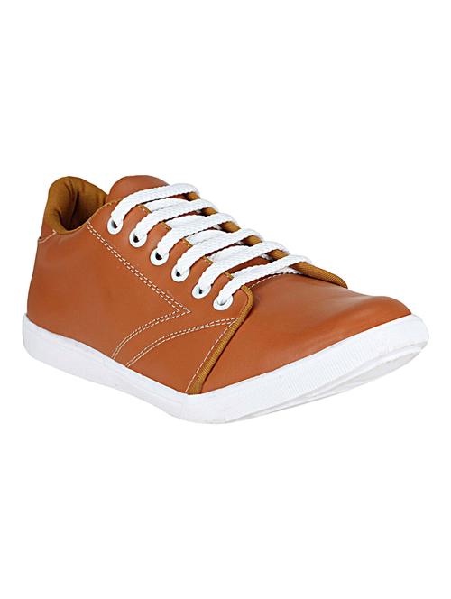 tan leatherette lace up sneaker - 14529122 - Very Small Image - 1