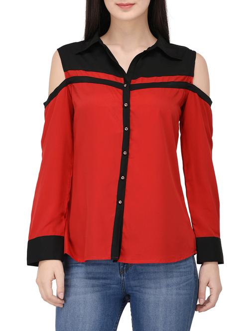 red poly crepe top - 14529180 - Standard Image - 1