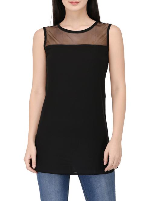 solid black georgette tunic - 14529183 - Standard Image - 1