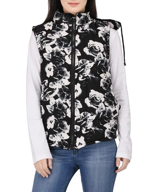 black printed gilet jacket - 14529187 - Standard Image - 1