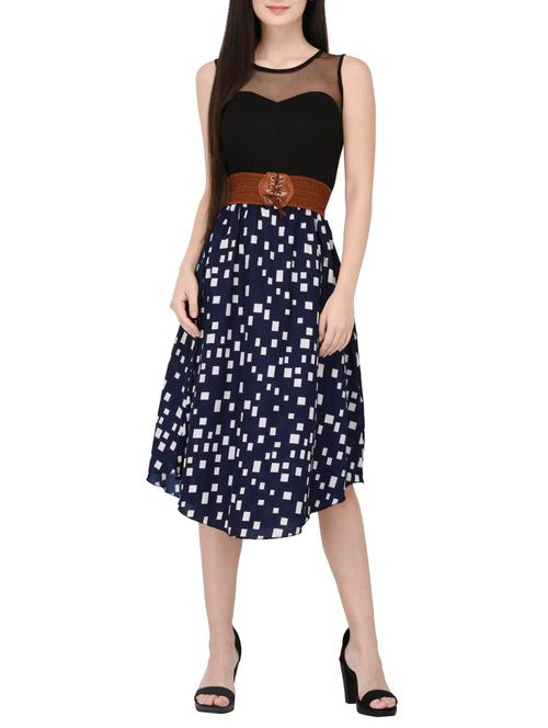 navy blue belted dress - 14529300 - Standard Image - 1