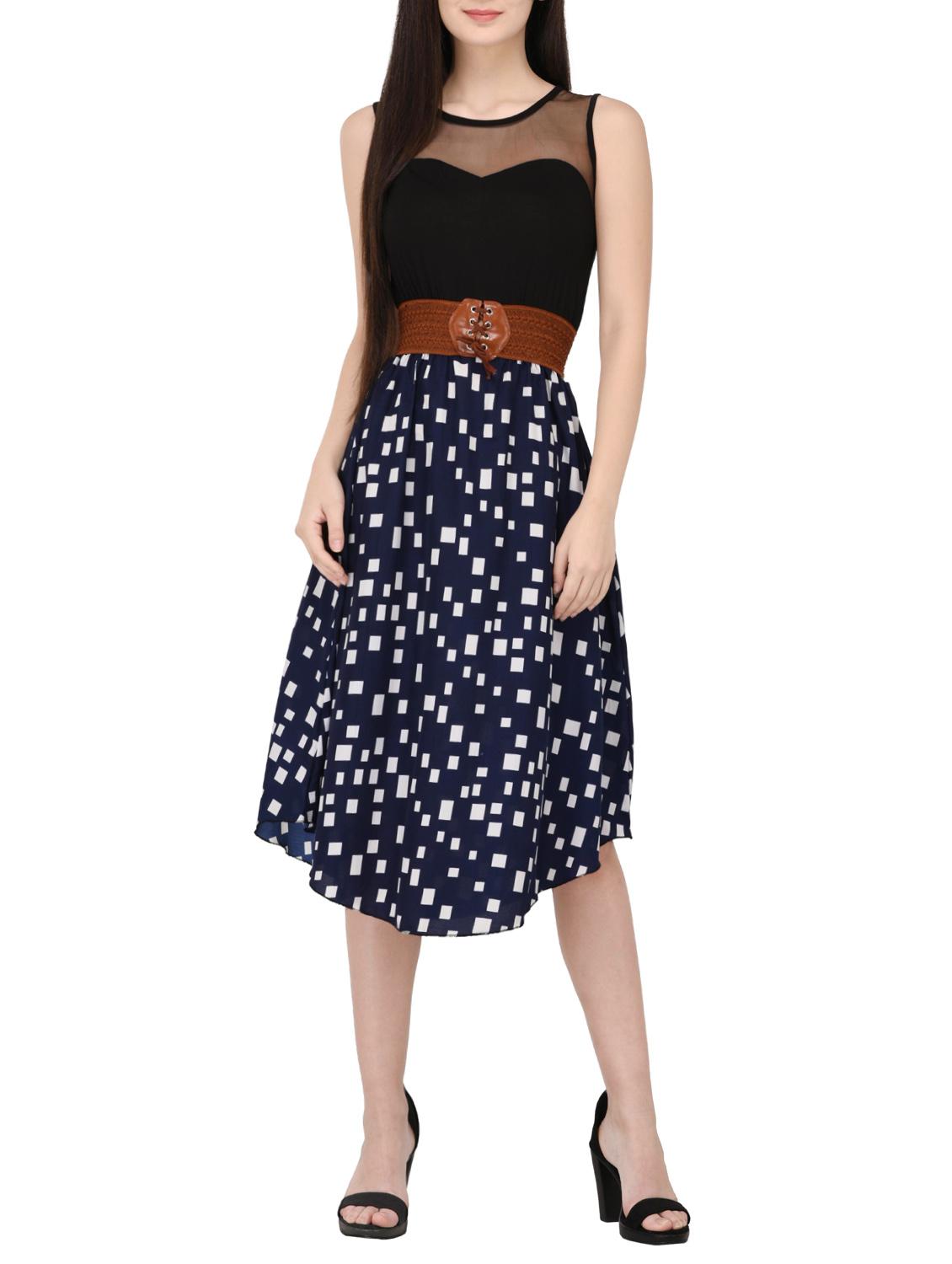 navy blue belted dress - 14529300 - Zoom Image - 1