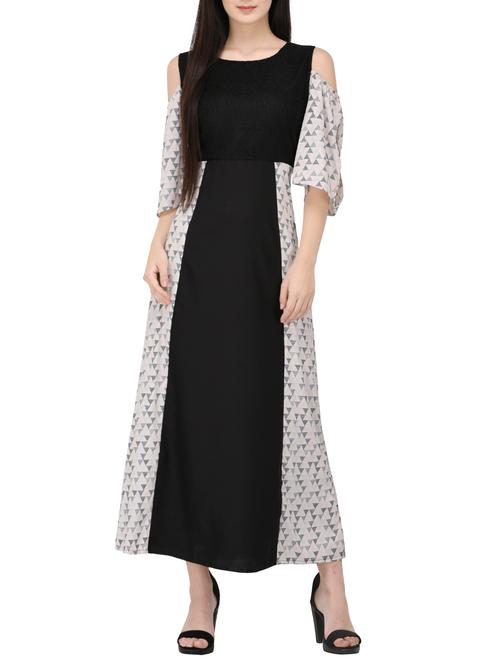 black printed a-line dress - 14529312 - Standard Image - 1