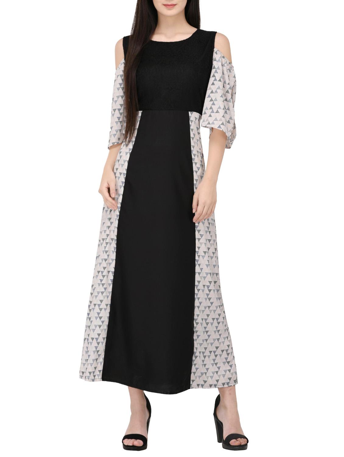 black printed a-line dress - 14529312 - Zoom Image - 1