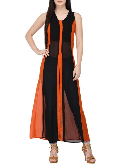 black solid a-line georgette tunic - 14529317 - Standard Image - 1