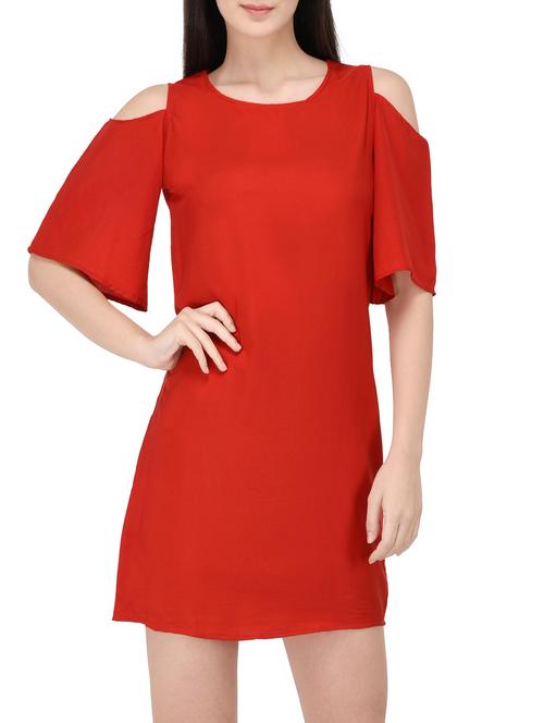 red rayon shift dress - 14529321 - Standard Image - 1